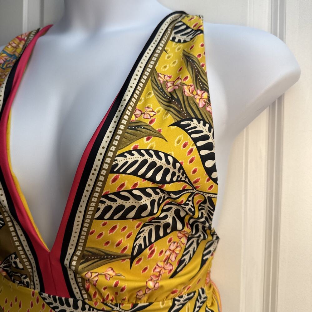 Agua Bendita Swimsuit Womens XL Ellis Lula Plunge Floral Tropical One Piece NWT - Picture 5 of 15